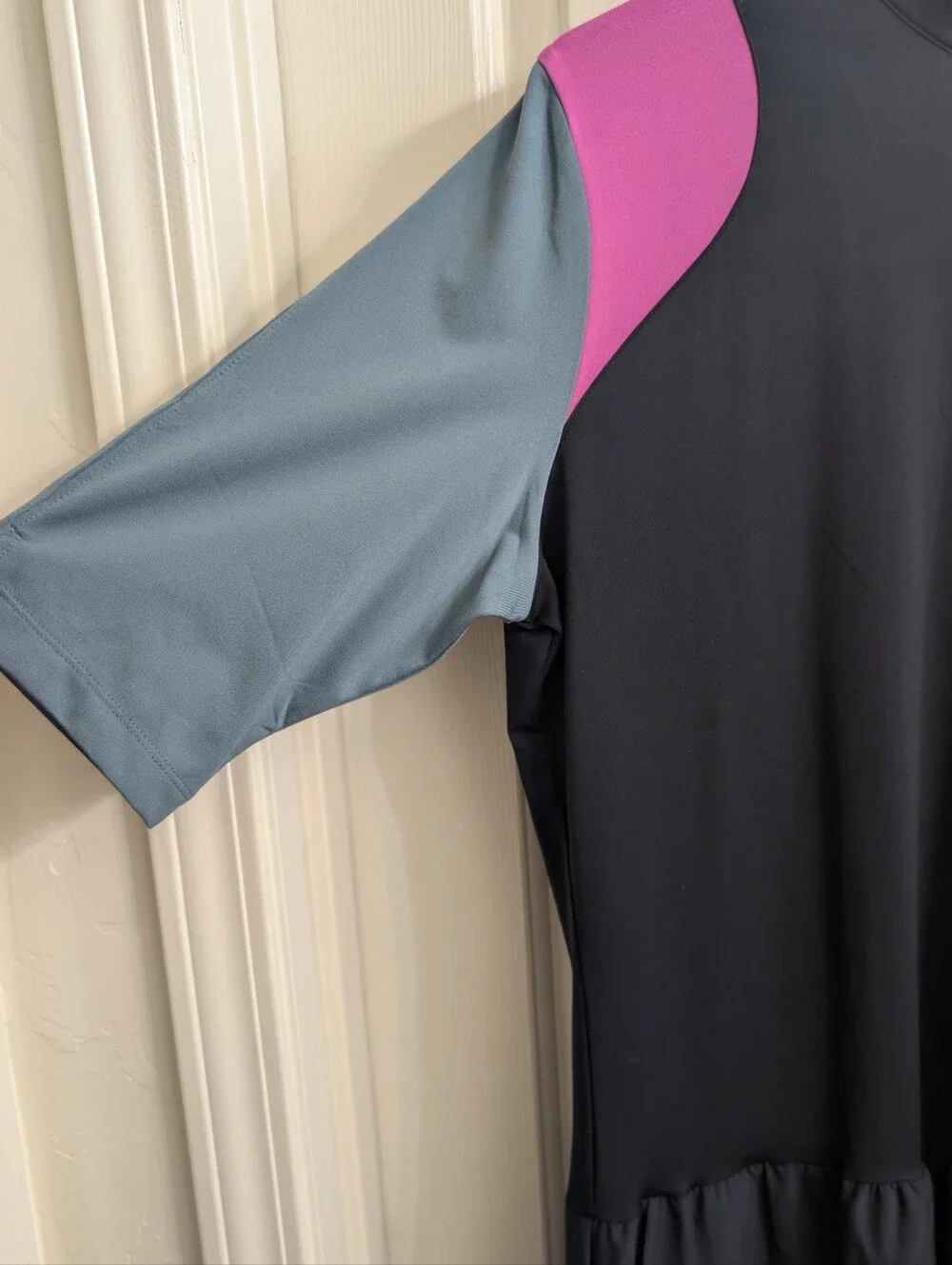 Nike Golf XL Black Dress with Pink Shoulder Panels and Blue-Grey Sleeves